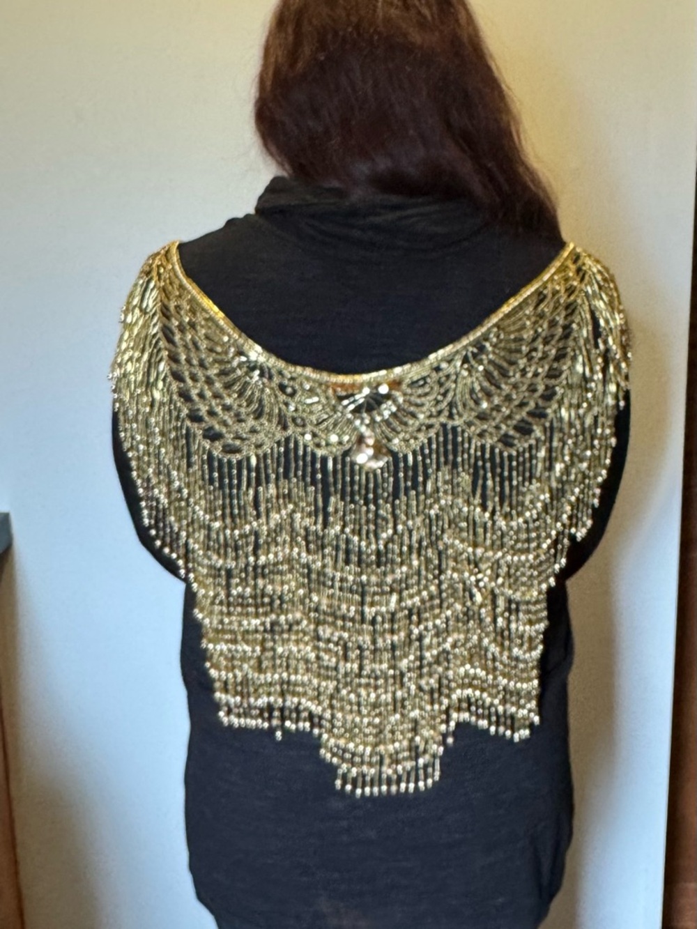 Gold Beaded Fringe Capelet